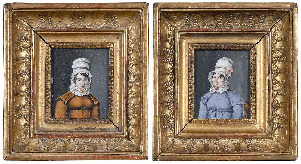 Appraisal: August Jouraud French th century Pair of portrait miniatures of