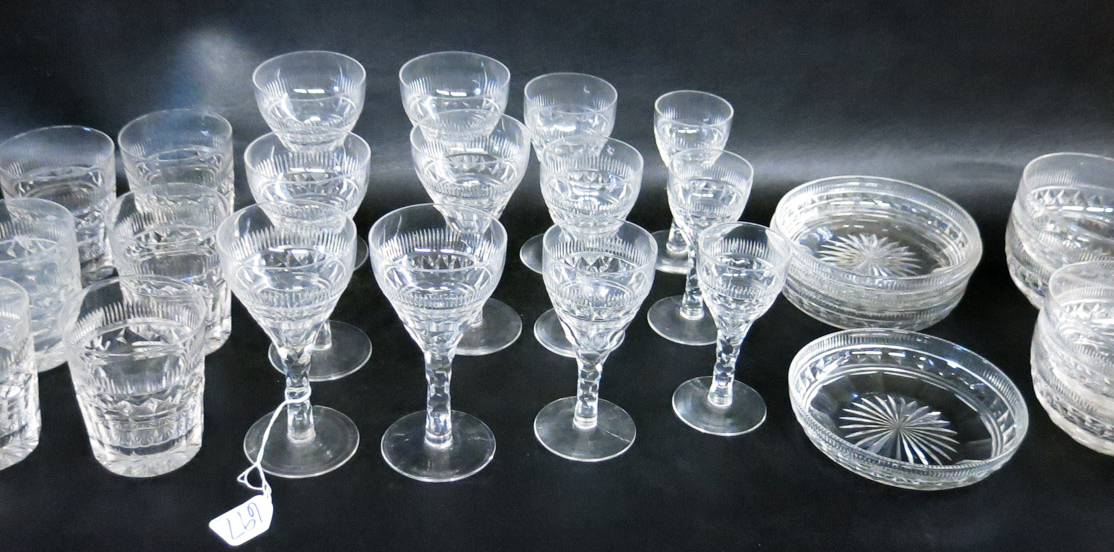 Appraisal: SET OF CUT CRYSTAL DRINK AND TABLEWARE fifty-five pieces stemware