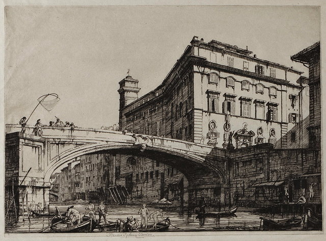 Appraisal: FRANCIS SYDNEY UNWIN - 'Il Ponte Santa Trinita Firenze' etching