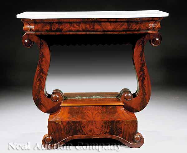 Appraisal: An American Late Classical Mahogany Pier Table c associated marble