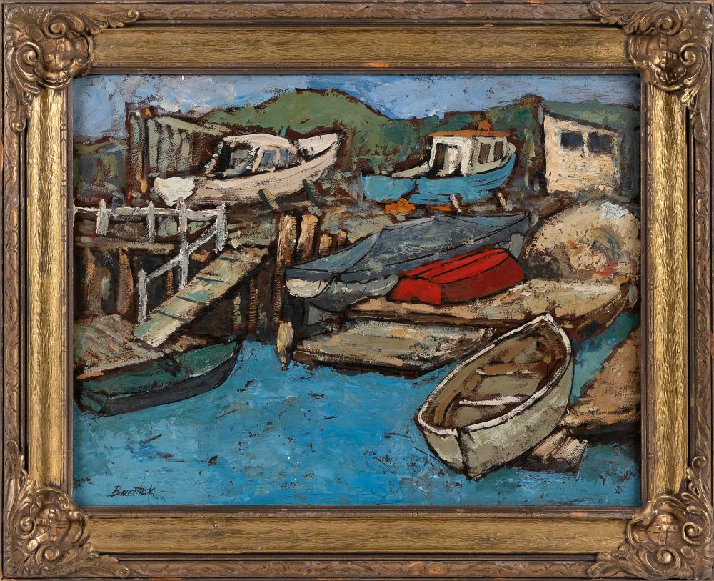 Appraisal: CHARLES BURDICK NEW YORK MASSACHUSETTS FLORIDA - COLORFUL DOCK SCENE