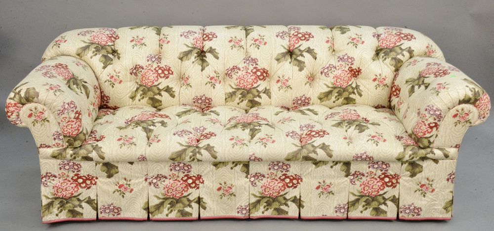 Appraisal: Chesterfield style sofa upholstered in a Chintz type of upholstery