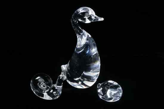 Appraisal: THREE STEUBEN GLASS ANIMALS Including duckling in high snail in