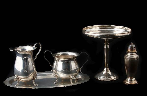 Appraisal: A group of sterling table articles Comprising cream amp sugar