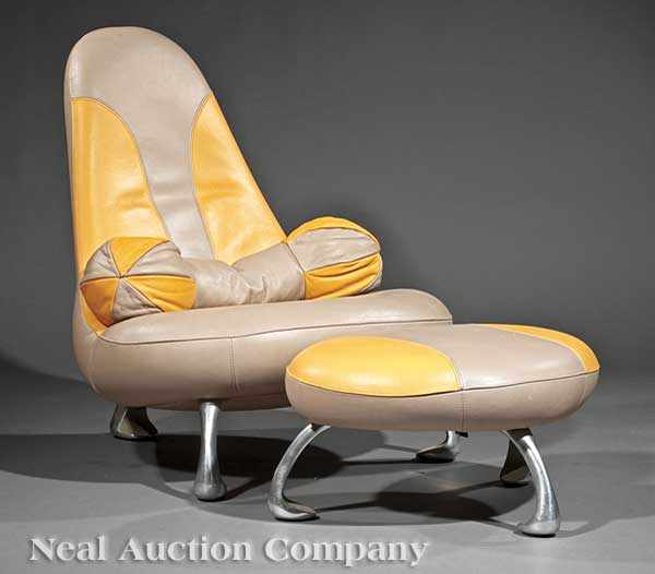 Appraisal: A Vintage Leolux Custom Leather and Aluminum Pod Chair and