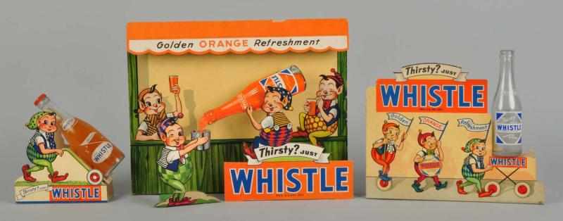 Appraisal: Lot of Whistle Signs Displays Description Circa All are cardboard