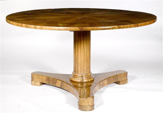 Appraisal: A ROUND TABLE Biedermeier Switzerland Walnut D H cm Hinged