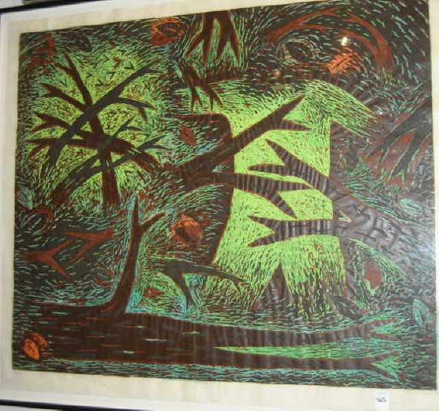 Appraisal: LOUISA CHASE AMERICAN B THICKET color woodcut numbered titled and