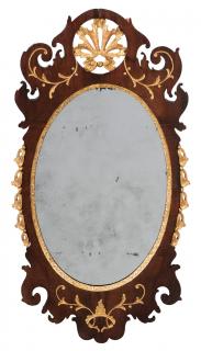 Appraisal: George III Mahogany and Parcel Gilt Oval Mirror British th