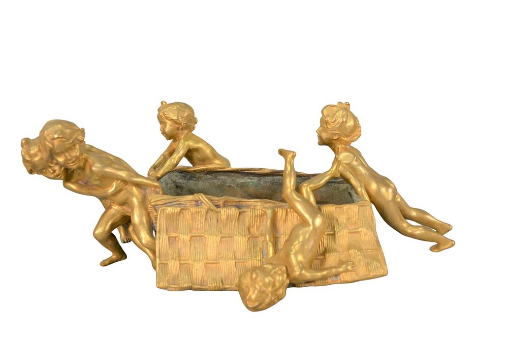 Appraisal: Raoul Francois Larche - French gilt bronze figural table flower