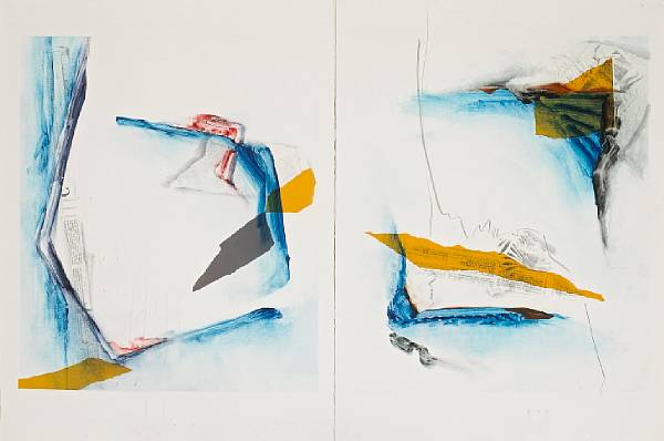 Appraisal: Marguerite Saegessar Swiss born Untitled Diptych monotypes in colors on