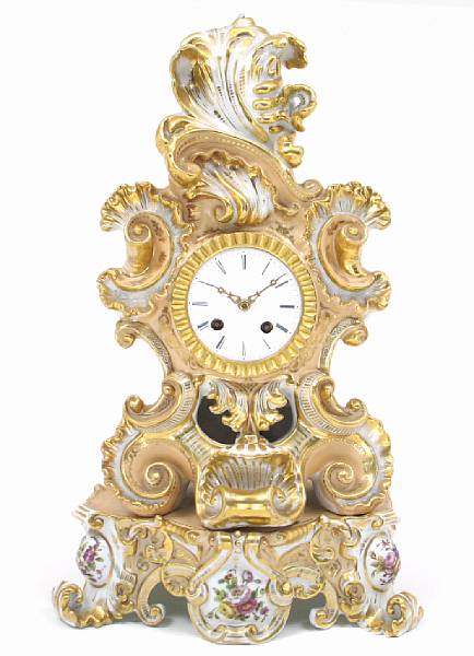 Appraisal: A French Jacob Petite style porcelain mantel clock height in