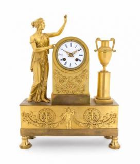 Appraisal: An Empire Gilt Bronze Figural Mantel Clock Height x width