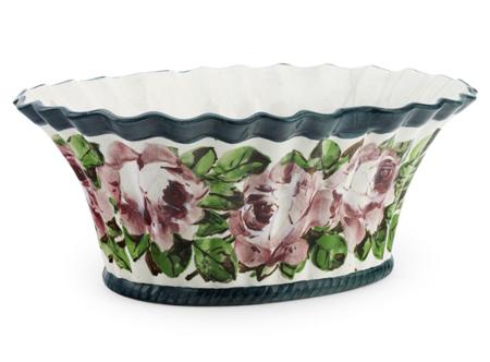 Appraisal: WEMYSS BASKET JARDINIERE CIRCA decorated with cabbage roses impressed mark