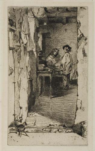 Appraisal: JAMES A M WHISTLER The Rag Gatherers Etching on antique