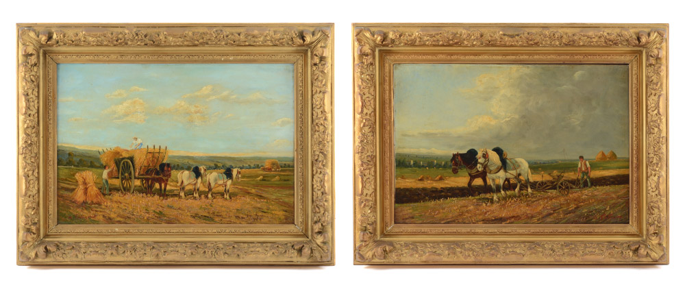 Appraisal: PAINTINGS DEPICTING RURAL LIFE SIGNED A FORTIER Oil Canvas ''