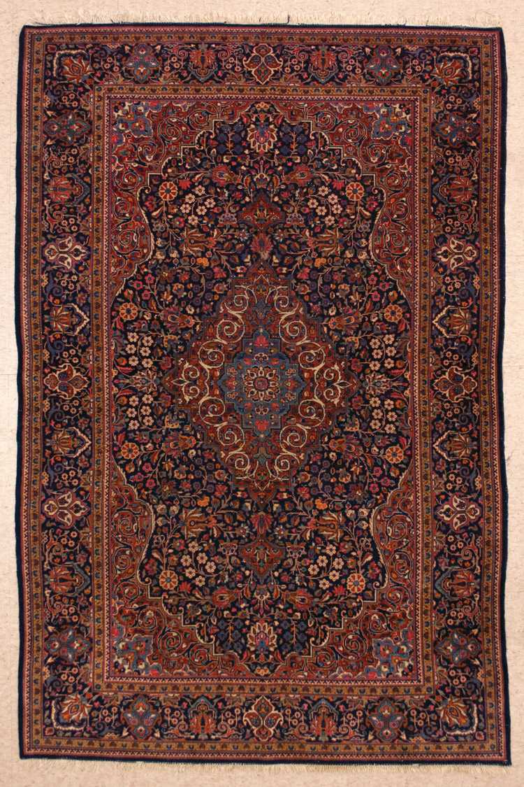 Appraisal: SEMI-ANTIQUE PERSIAN KASHAN AREA RUG Isfahan Province central Iran c