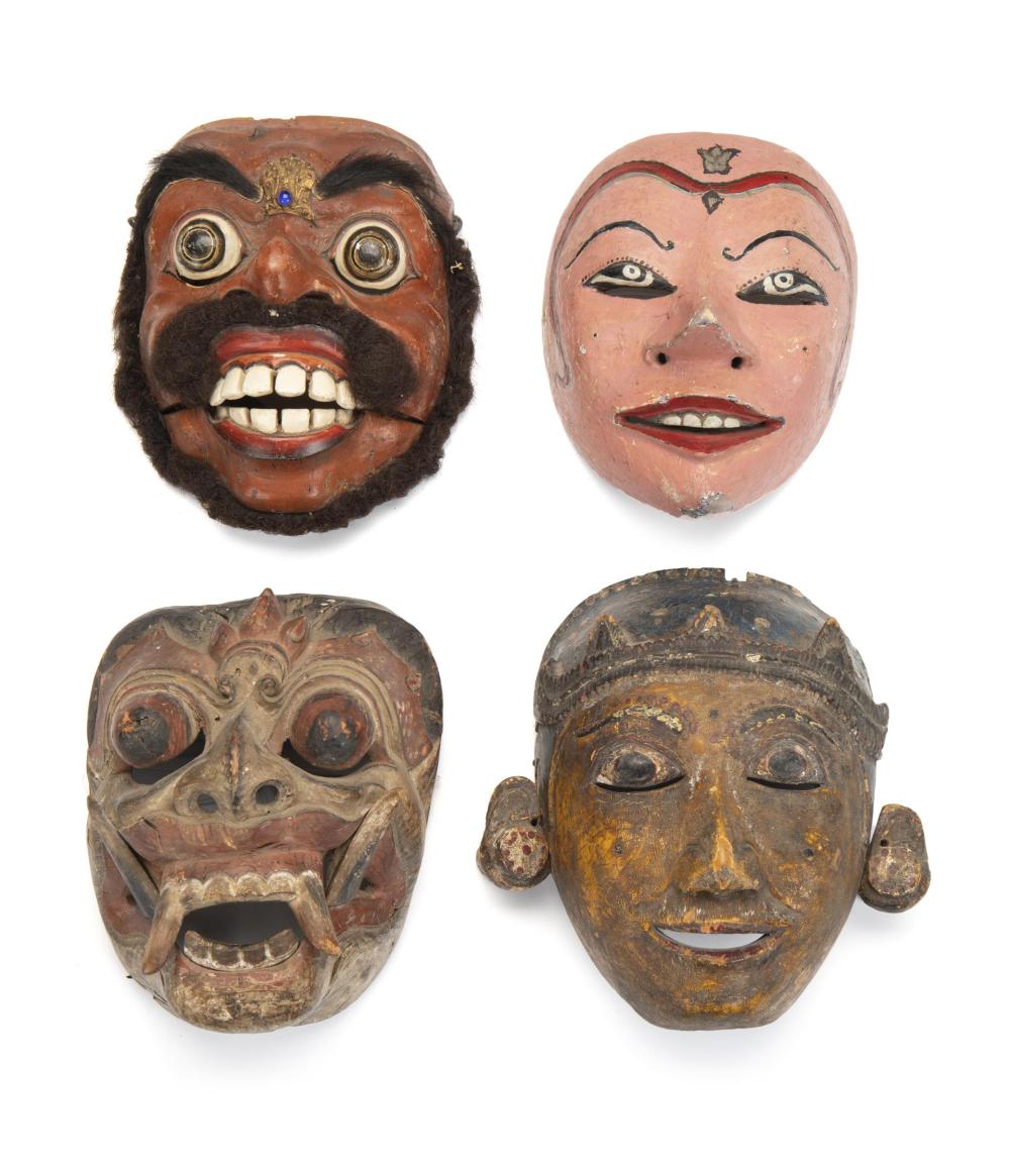 Appraisal: A group of Topeng Indonesian dance masks th Century Bali