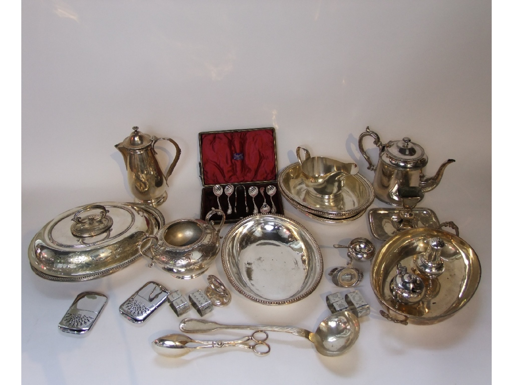 Appraisal: A collection of old plated wares to include various serving