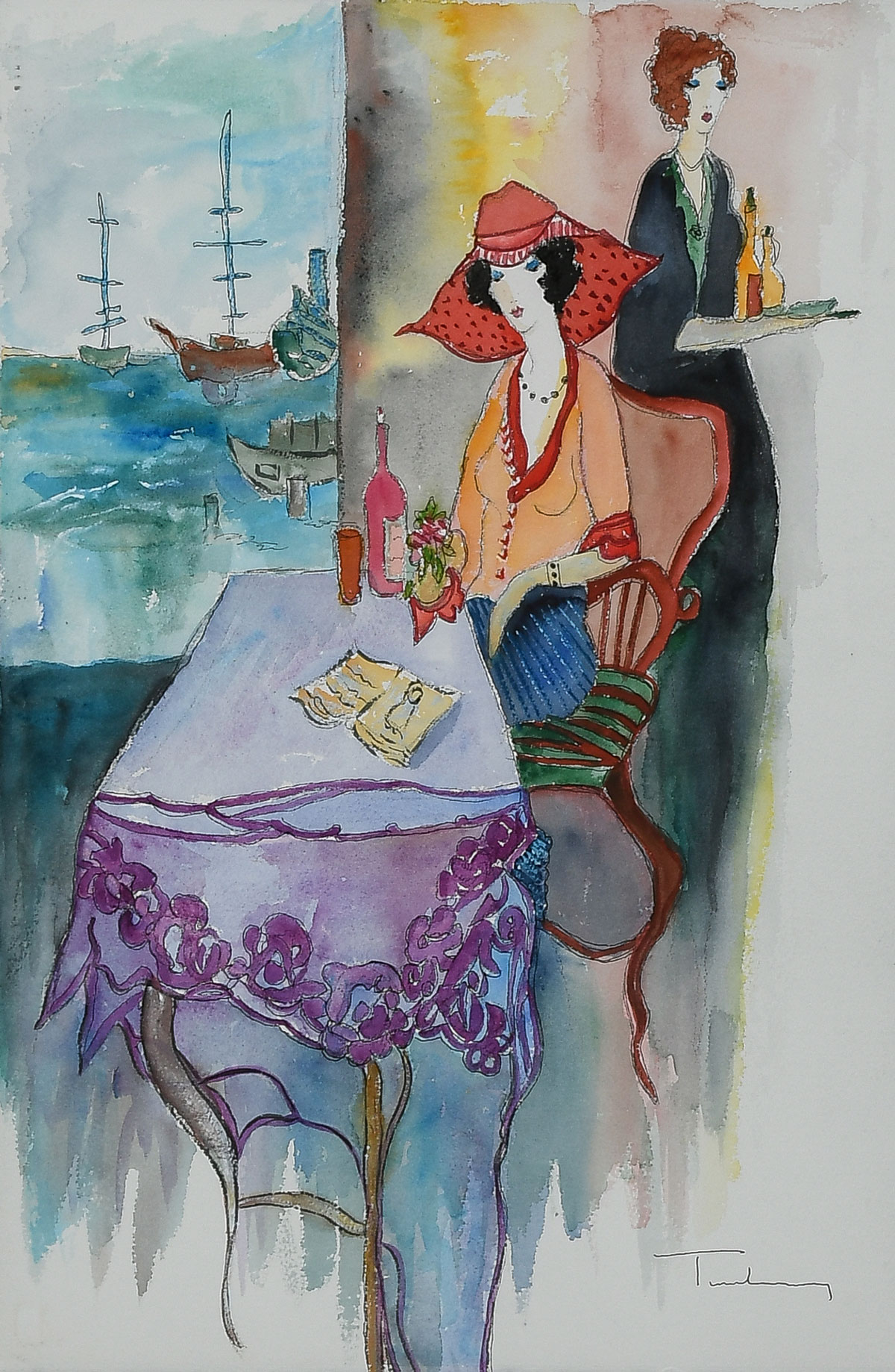 Appraisal: TARKAY Itzchak Israeli - Woman in a Red Hat Seated