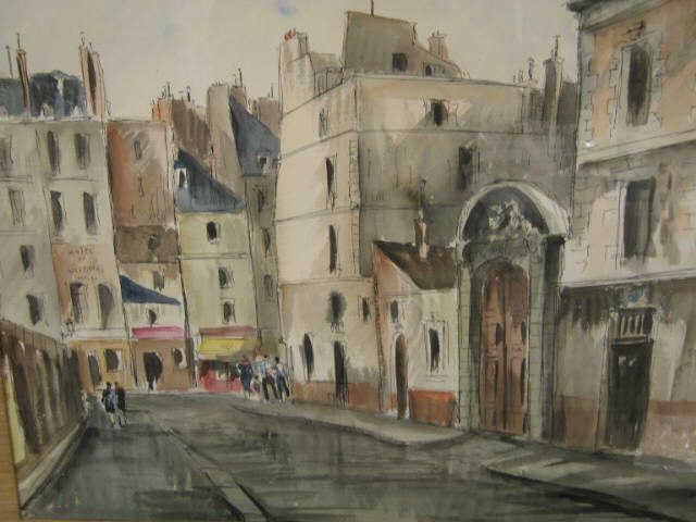 Appraisal: Guy De Neyrac Watercolor and Ink Paris Street Scene well