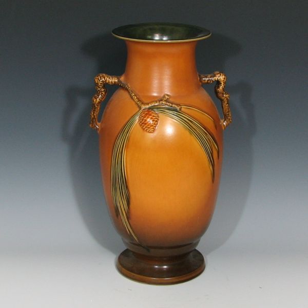 Appraisal: Roseville Pine Cone floor vase in brown Marked Roseville USA