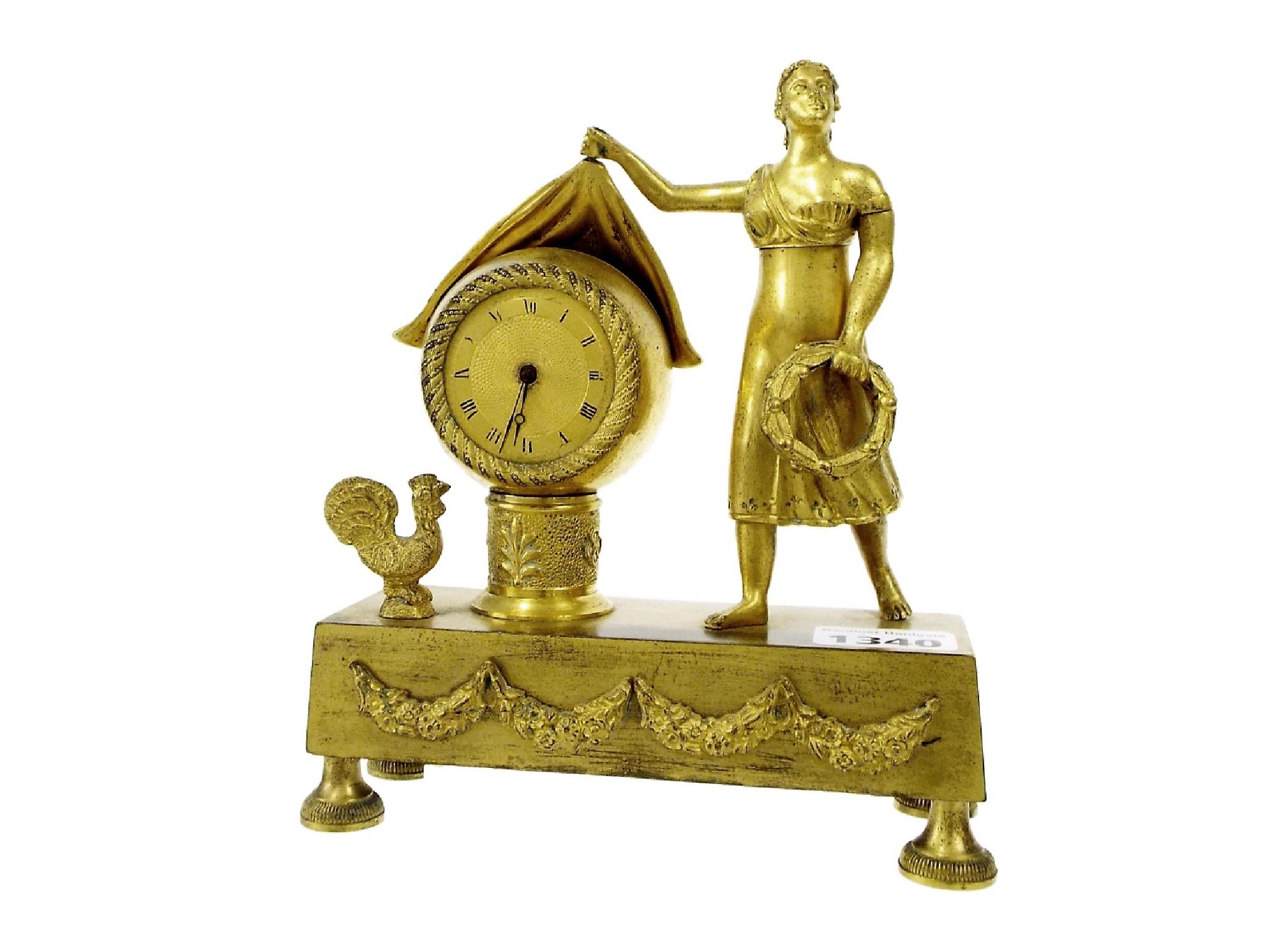 Appraisal: Small French ormolu mantel clock timepiece the English watch movement