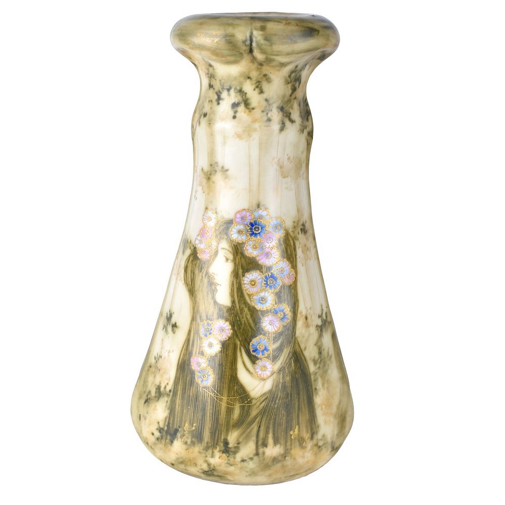 Appraisal: Amphora Art Nouveau Portrait Vase by Paul Dachsel Amphora Art