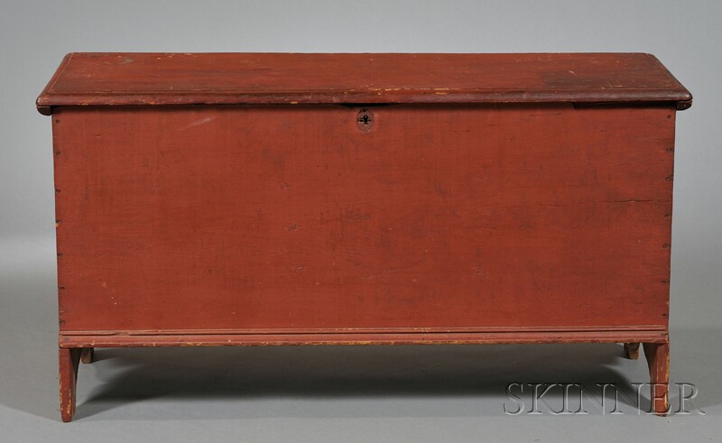 Appraisal: Pine Red-painted Six-board Chest New England early th century with