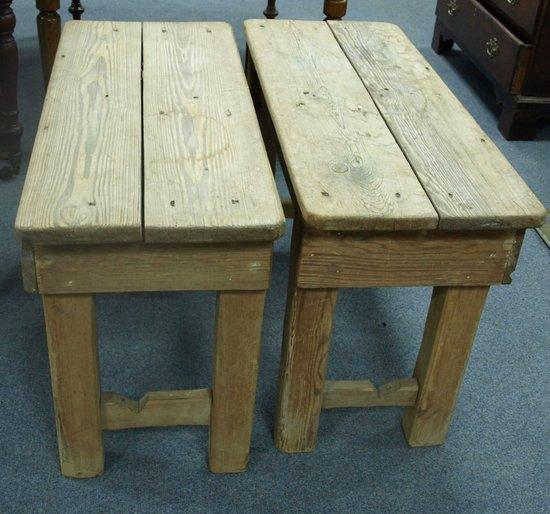 Appraisal: A pair of rustic pine school desks each with two