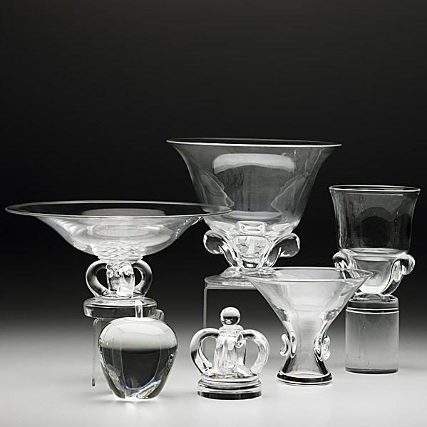 Appraisal: STEUBENSix pieces in clear crystal th c Crown and apple