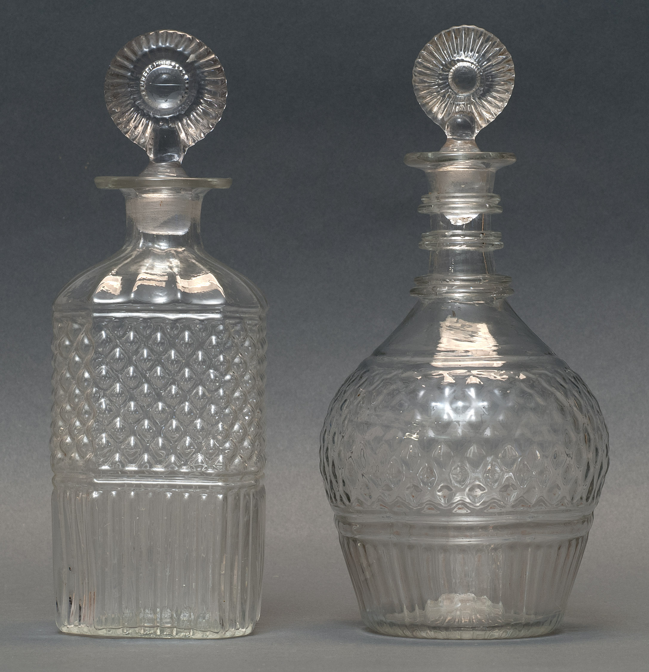 Appraisal: TWO CLEAR GLASS DECANTERS Second Quarter of the th CenturyBoth