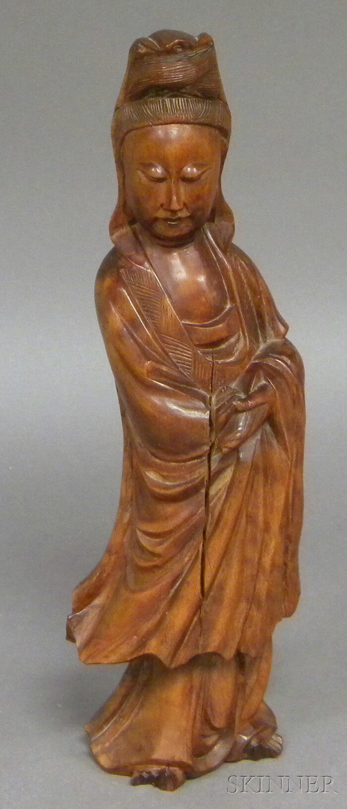 Appraisal: Carved Wooden Standing Kuan Yin Figure ht in