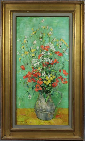 Appraisal: Andres Vignoles French b flowers in jar o c x