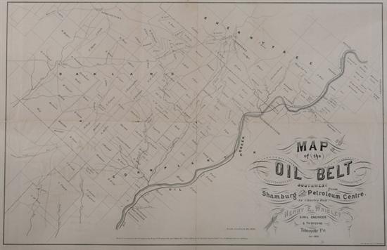 Appraisal: MAP OF THE OIL BELT SOUTHWEST FROM SHAMBURG AND PETROLEUM