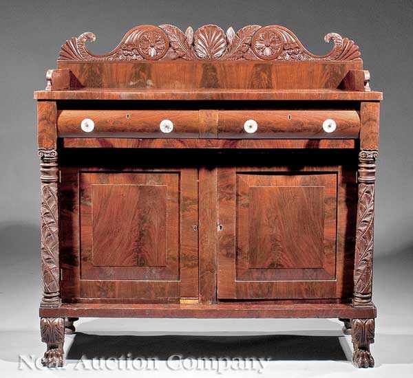 Appraisal: An American Classical Carved Mahogany Sideboard c New York the