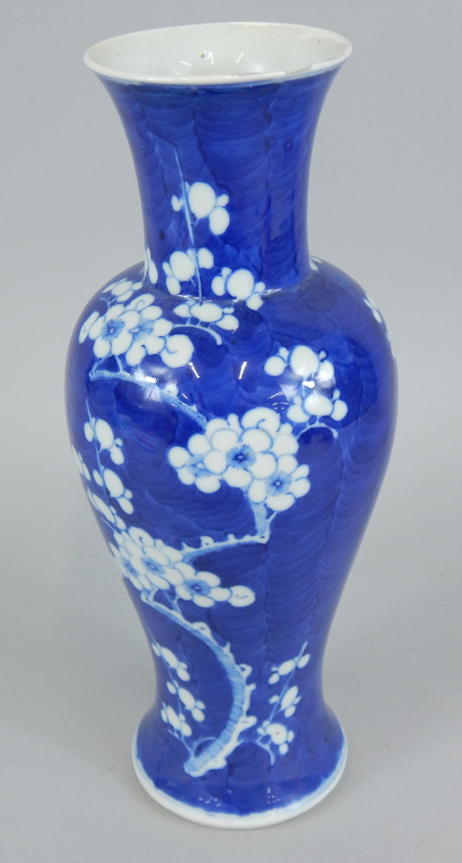 Appraisal: A Chinese blue and white vase decorated with prunus flowers