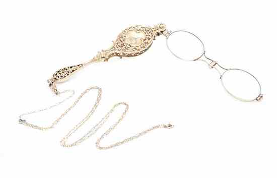 Appraisal: A Victorian Yellow Gold Lorgnette having an openwork body decorated