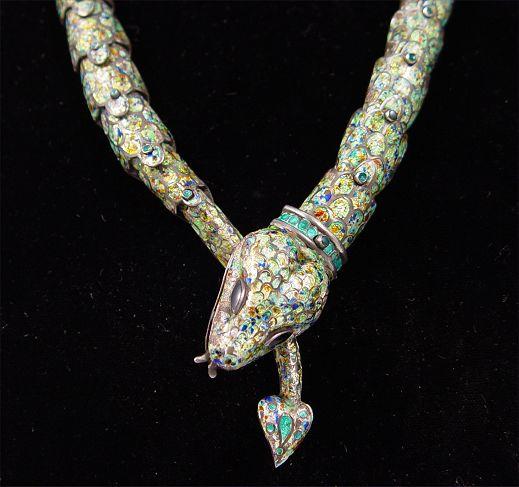 Appraisal: MARGO DE TAXCO ARTICULATED MEXICAN STERLING SNAKE COLLAR NECKLACE Articulated