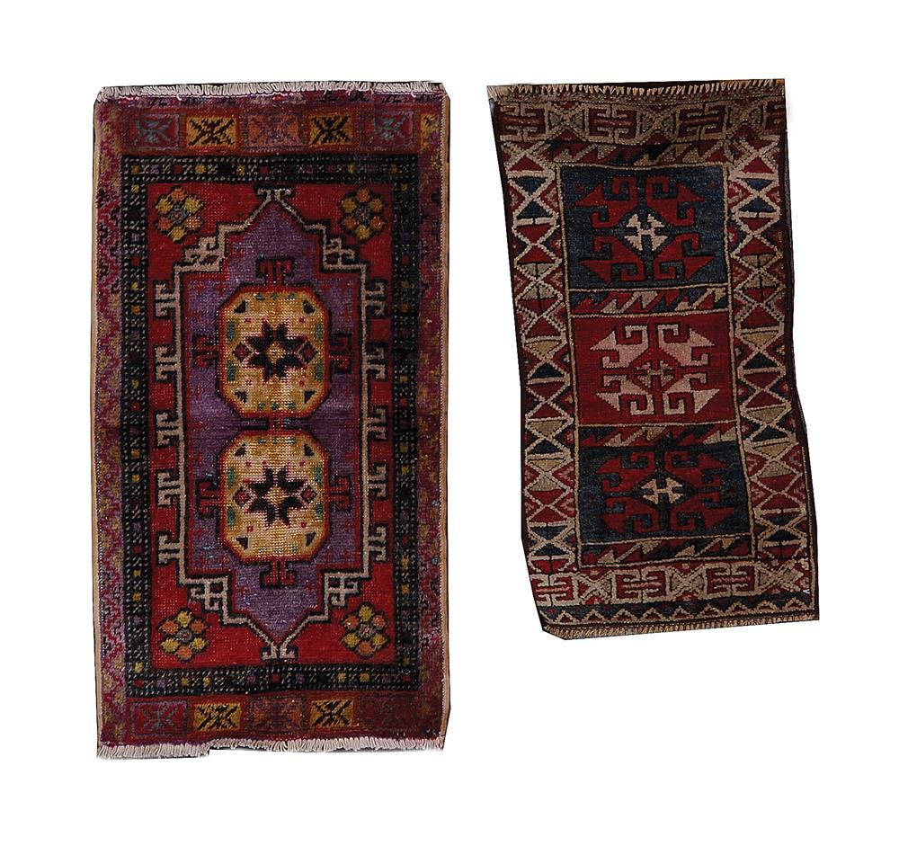 Appraisal: Antique carpets Turkman and Oushak c ' x ' and