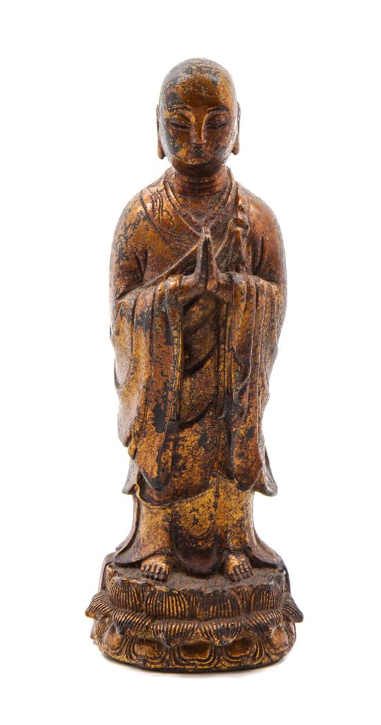 Appraisal: Sale Lot A Gilt Lacquered Bronze Figure of a Praying