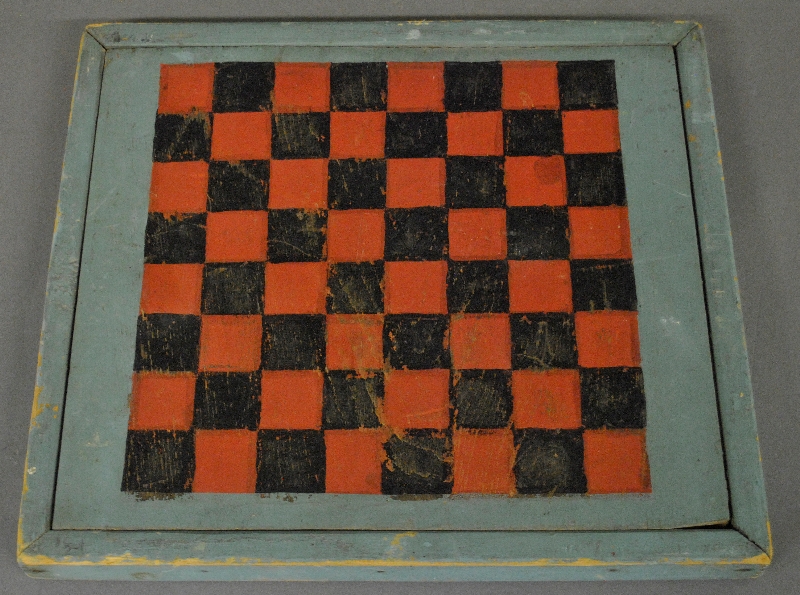 Appraisal: - Blue decorated checkerboard game board probably late th c