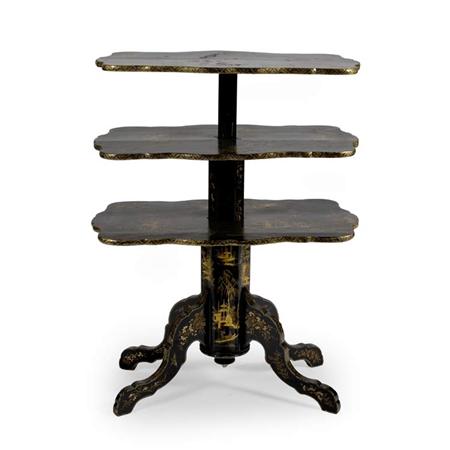 Appraisal: Chinoiserie Decorated Three-Tier Whatnot Estimate -