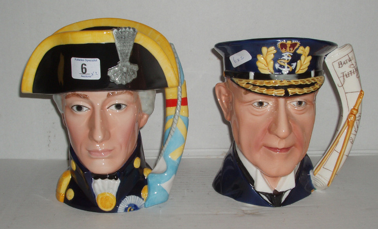 Appraisal: Franklin Porcelain Character Jugs Admiral Lord Nelson Admiral Lord Jellicoe