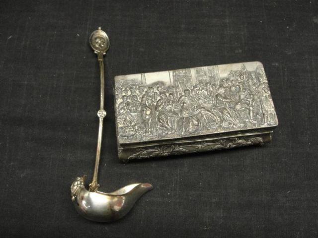 Appraisal: Sterling Ladle along with an Silver Box Ornate box leg