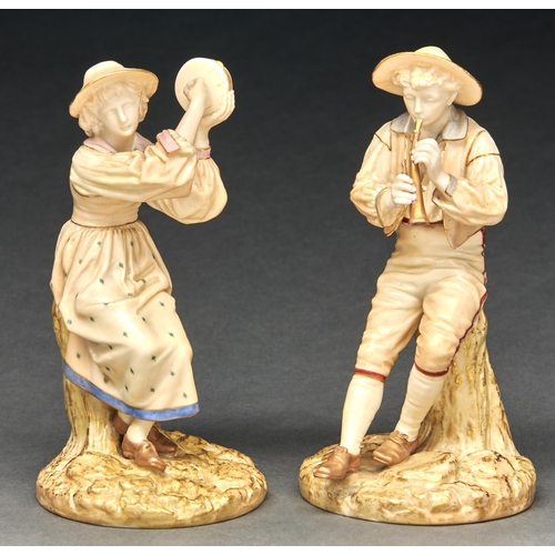 Appraisal: A pair of Royal Worcester figures of The Boy Piper