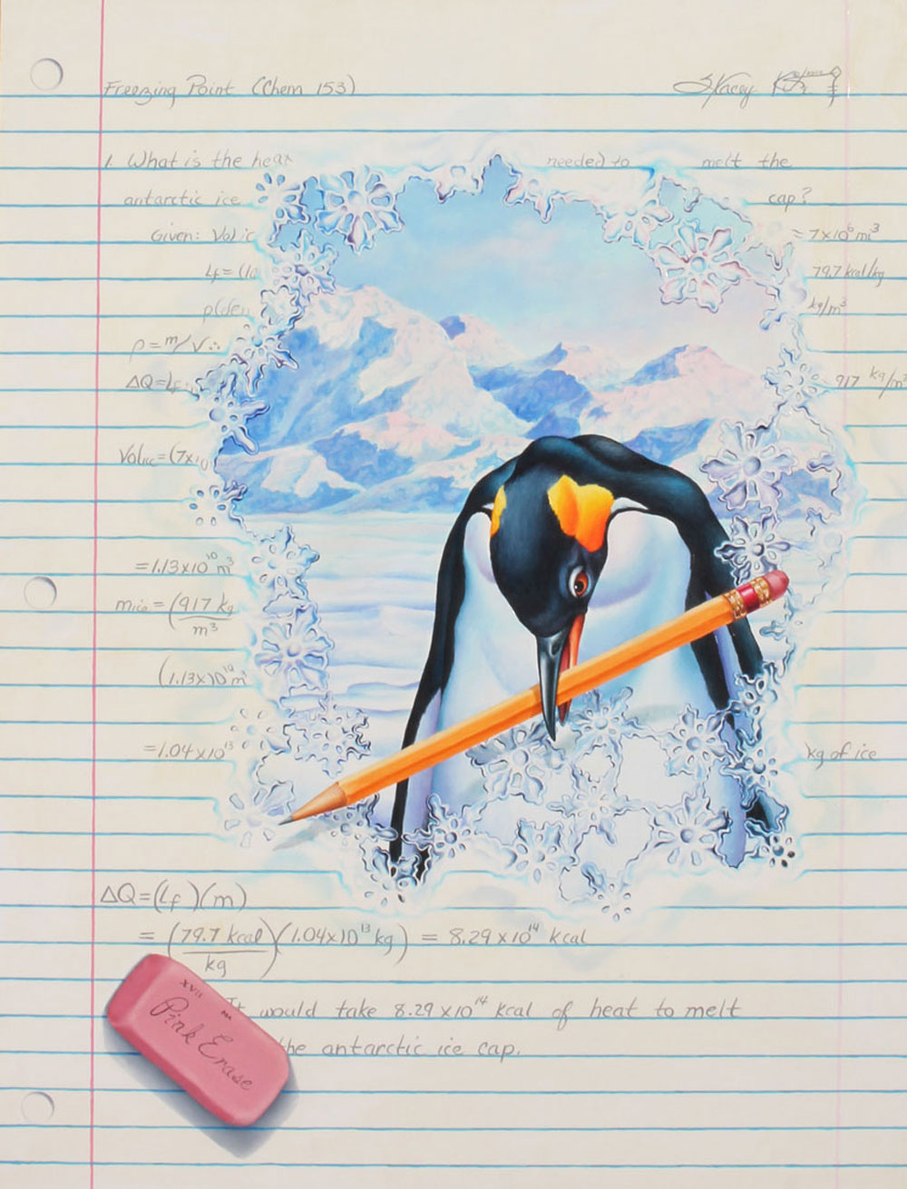 Appraisal: FREEZING POINT PAINTING S KACEY Trompe L'oeil Style Picture with