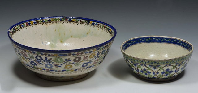 Appraisal: A PERSIAN POLYCHROME BOWL with interior underglaze decoration of six