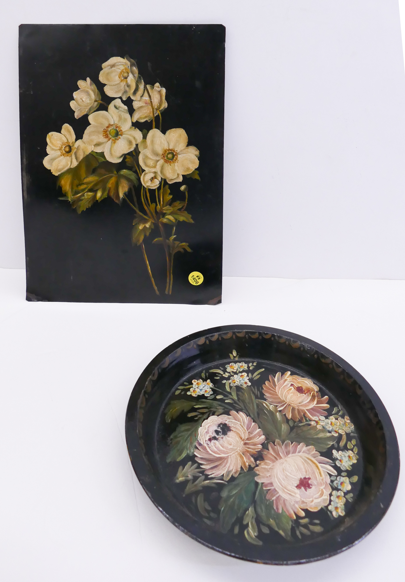 Appraisal: pc Painted Antique Tole Ware Panel Tray- ''