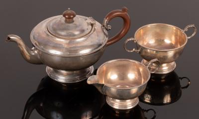 Appraisal: A three-piece silver tea service SLD Birmingham of circular form